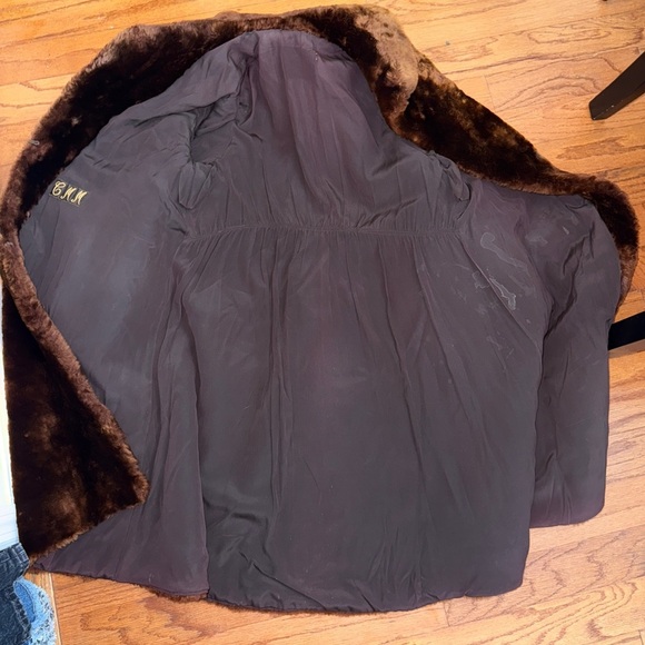 Vintage Real Fur Shearling Brown Trench Coat Size Medium Large - Picture 11 of 13